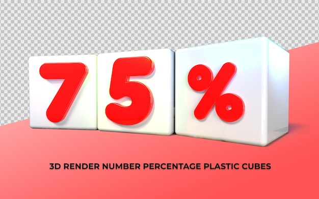 3D cubes plastic number 75 percentage red color sale