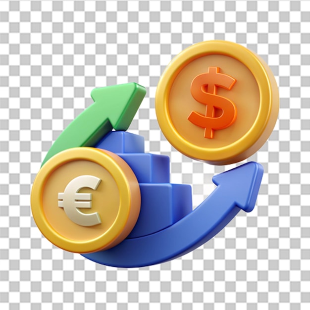 PSD 3d currency exchange illustration concept of currency exchange or cash back euro to bitcoin icon money conversion trendy and modern vector in 3d style