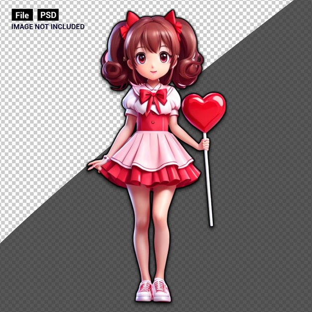 3d cute anime heart