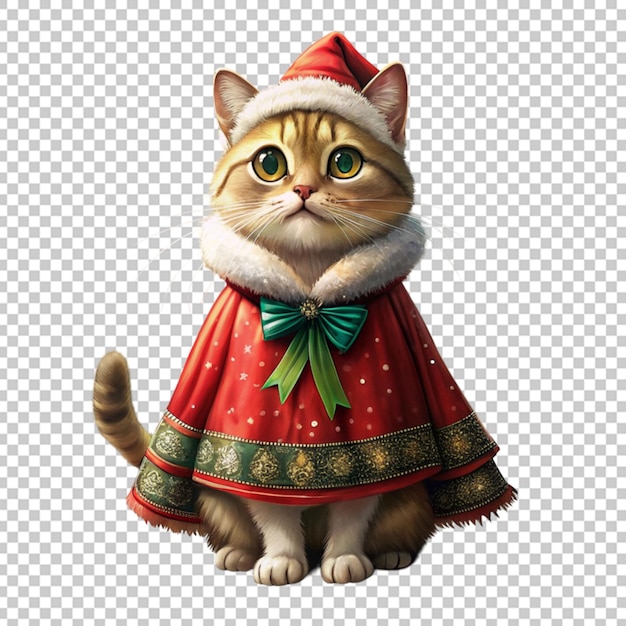 3d cute baby cat wearing santa clues dress white