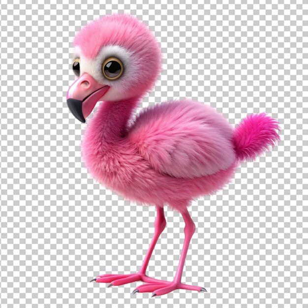 3d cute baby flamingo pink bird Transparent Background