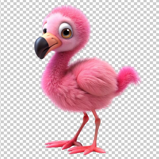 3d cute baby flamingo pink bird Transparent Background