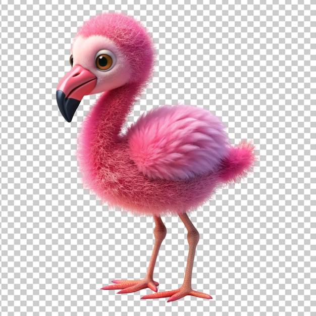 3d cute baby flamingo pink bird Transparent Background