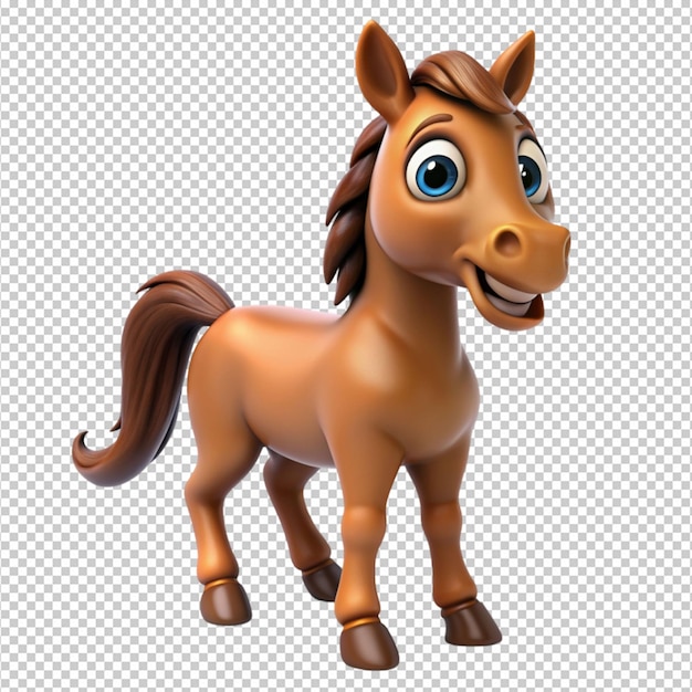 3d cute brown color horse cartoon png