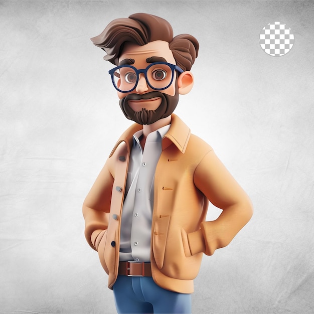 3d Cute cartoon young man Isolated on transparent background Playful Transparent PNG Character