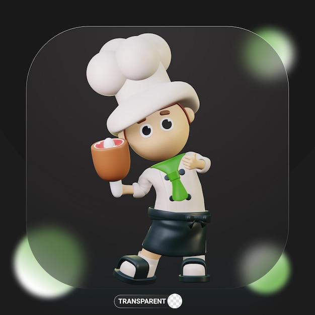 3d cute character chef profession