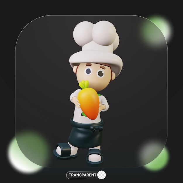 3d cute character chef profession