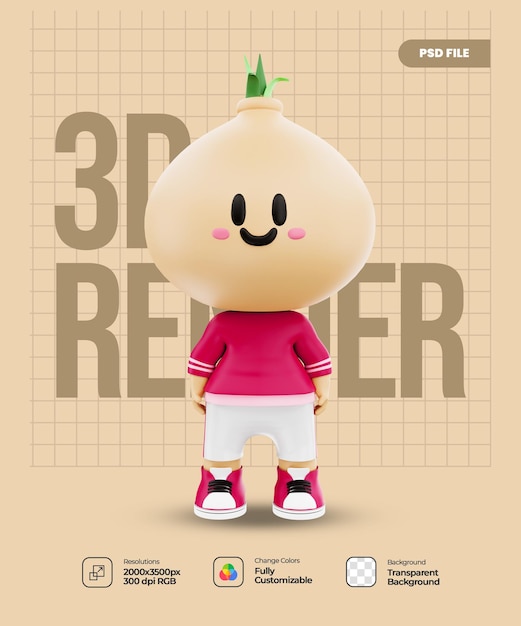 3d cute character with transparent background