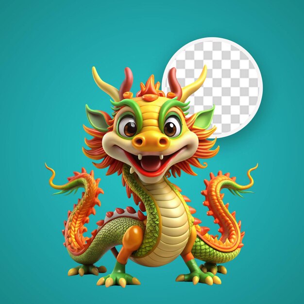 PSD 3d cute chinese dragon happy chinese new year 2024 year of the dragon 3d rendering