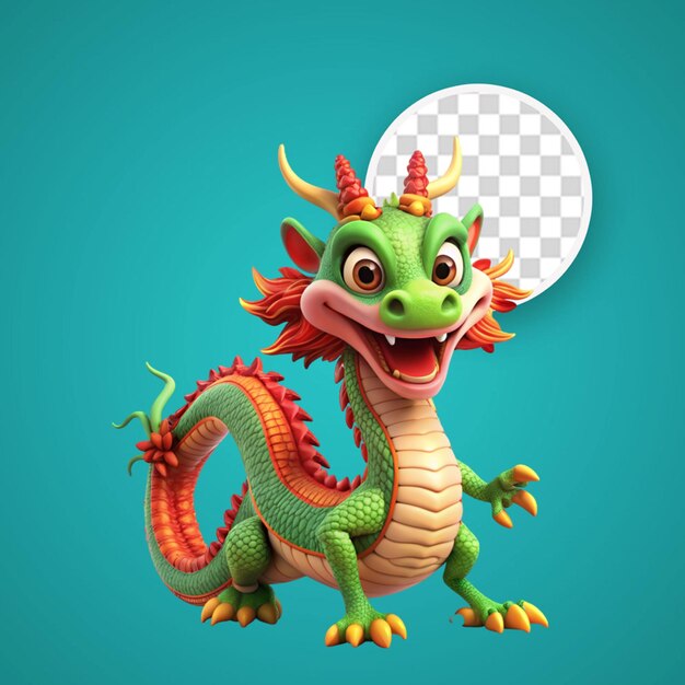 PSD 3d cute chinese dragon happy chinese new year 2024 year of the dragon 3d rendering