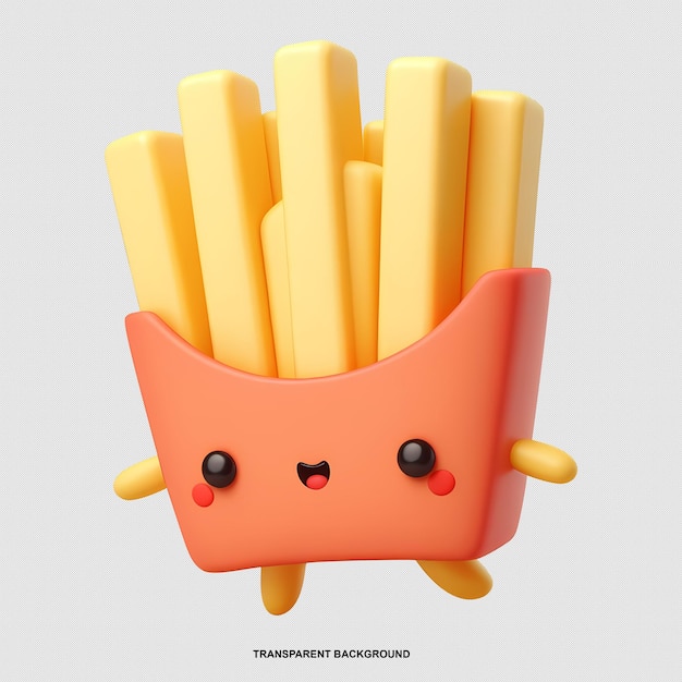 PSD 3d cute chips fries cartoon style