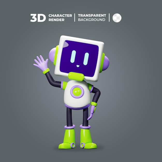 3D Cute Cool Robot Happy