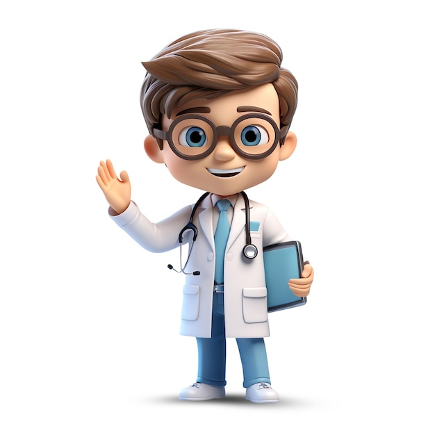 3d cute doctor character generative ai