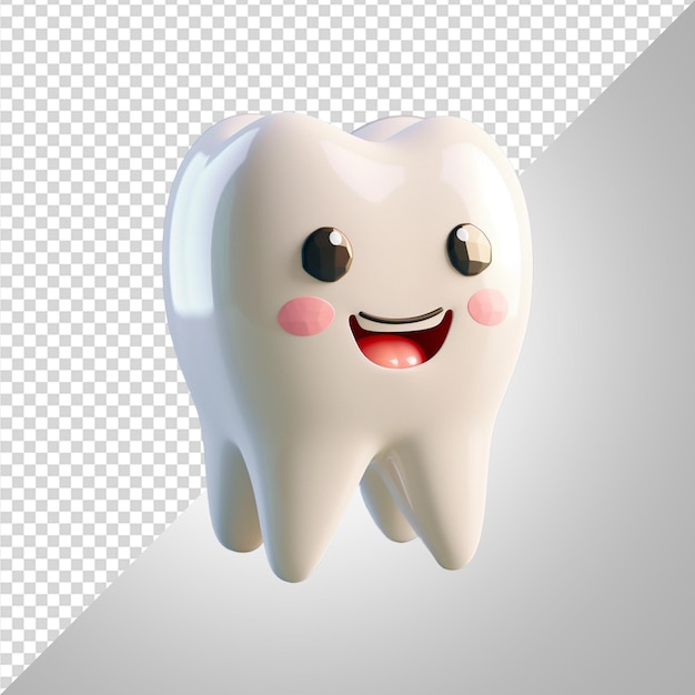 3d cute happy tooth png