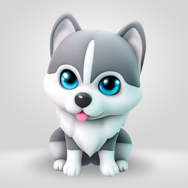 3D cute husky dog animal illustration