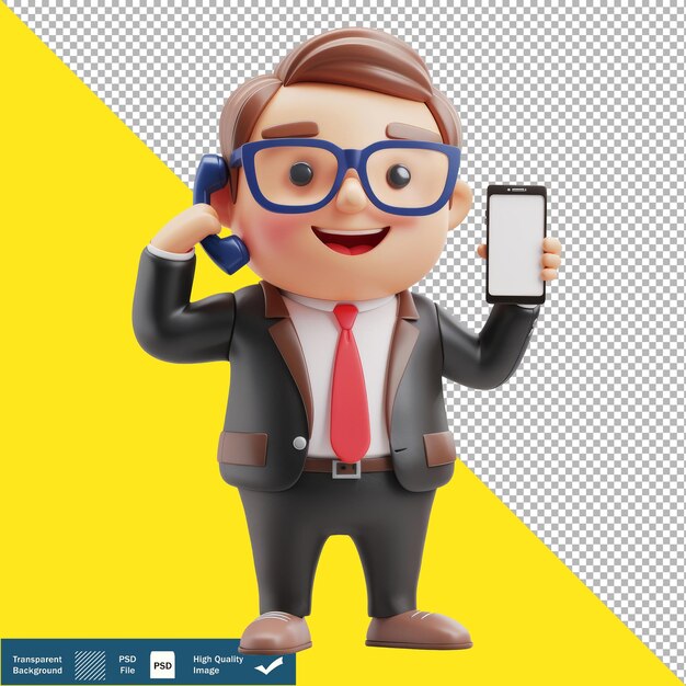 PSD 3d cute politician addressing constituents transparent background png psd