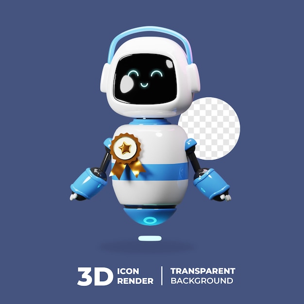 3D Cute robot With Medals Badge