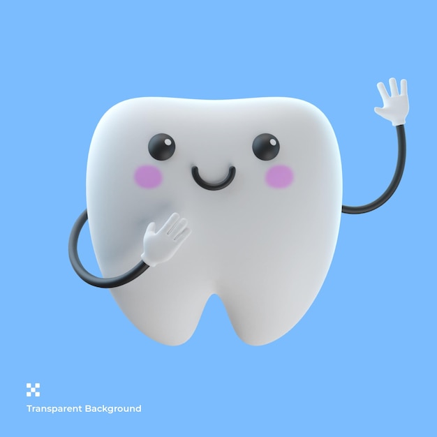 3d cute tooth cartoon character illustration