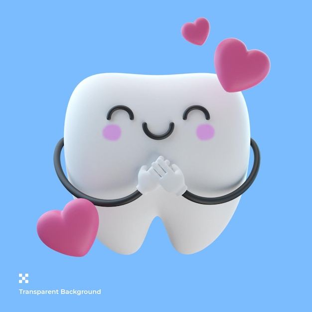 3d cute tooth cartoon character illustration