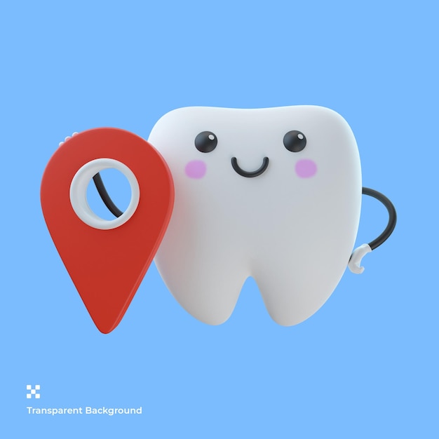 3d cute tooth cartoon character illustration