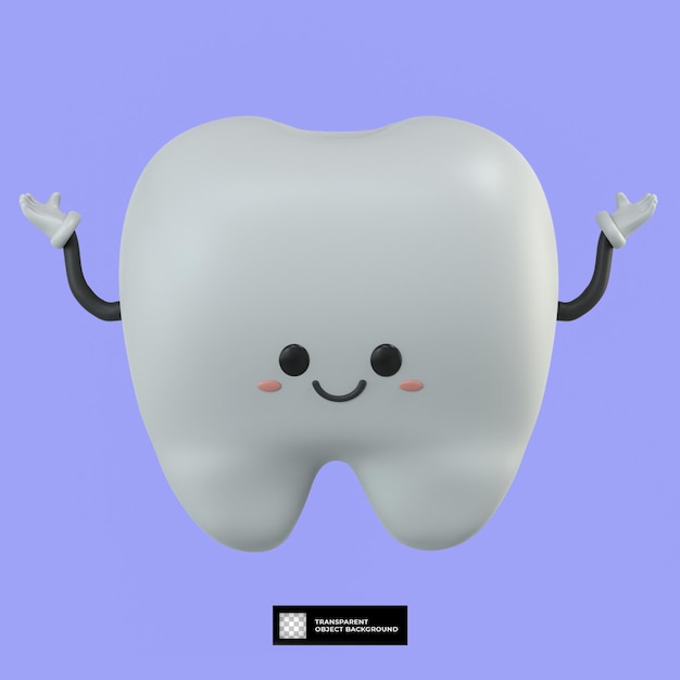 3d cute tooth cartoon character mascot illustration