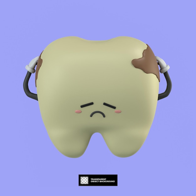 3d cute tooth cartoon character mascot illustration