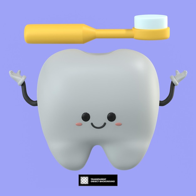 3d cute tooth cartoon character mascot illustration