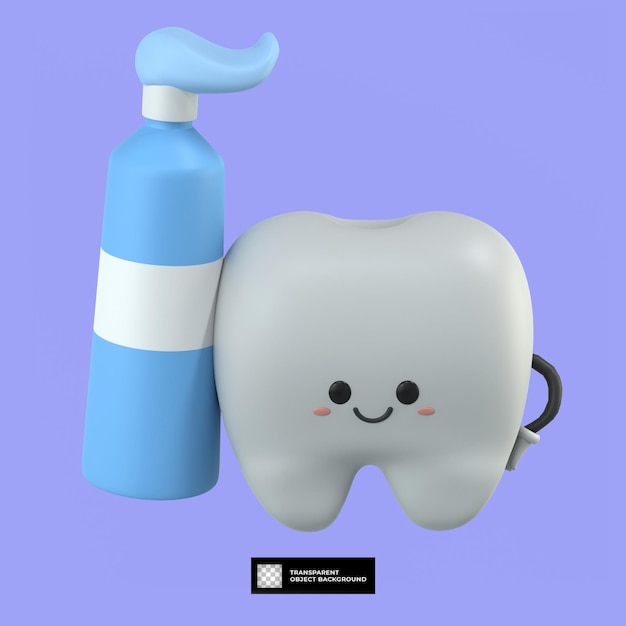 3d cute tooth cartoon character mascot illustration