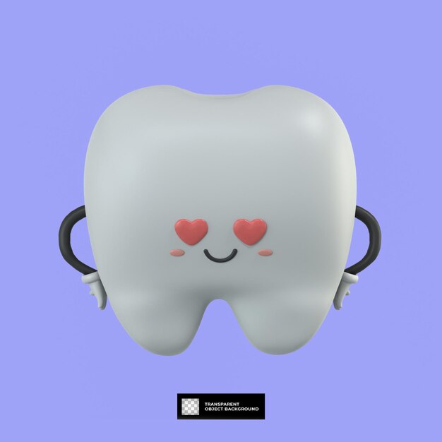 3d cute tooth cartoon character mascot illustration