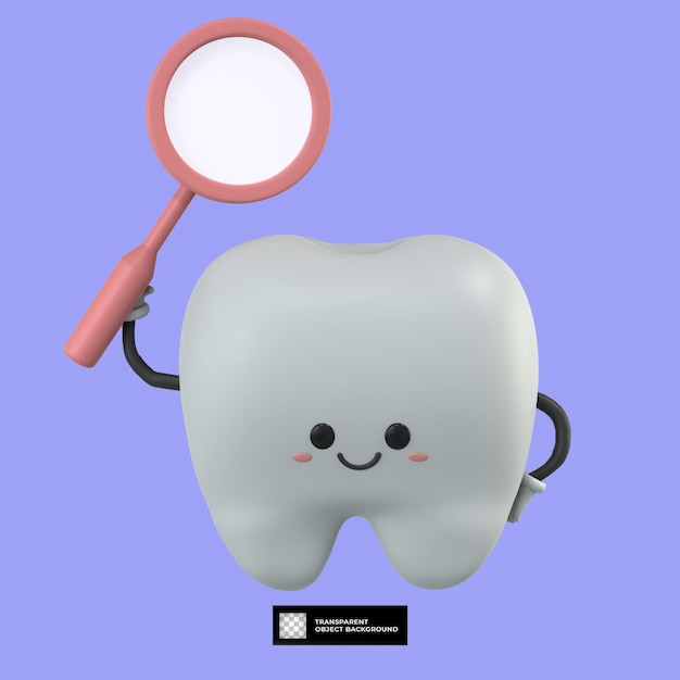 3d cute tooth cartoon character mascot illustration