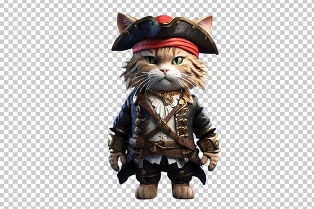 PSD 3d cute wearing pirate clothes