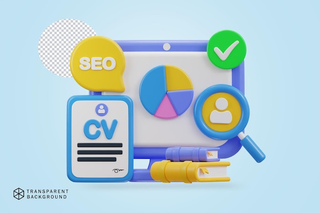 3d cv resume job vacancy icon