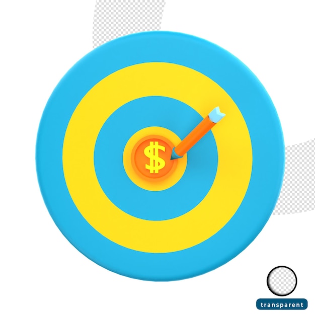 3D dartboard and money icon