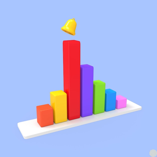 PSD 3d data analysis bar finances growth business success chart isolated illustration