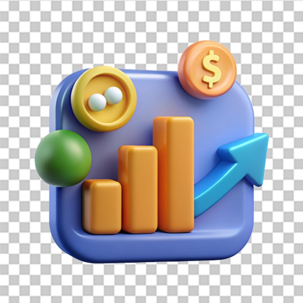 3D Data analysis illustration and Speech Bubble Arrow show success of business strategy Investment and financial growth concept