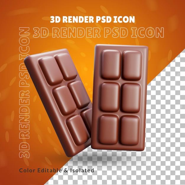 3d delicious delicious chocolate bar icon isolated or 3d delicious chocolate bar illustration