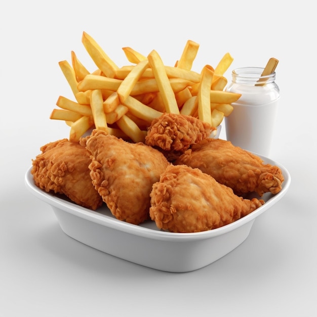 3d delicious fried chicken isolated on transparent background