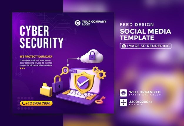 3d design cyber security instagram post