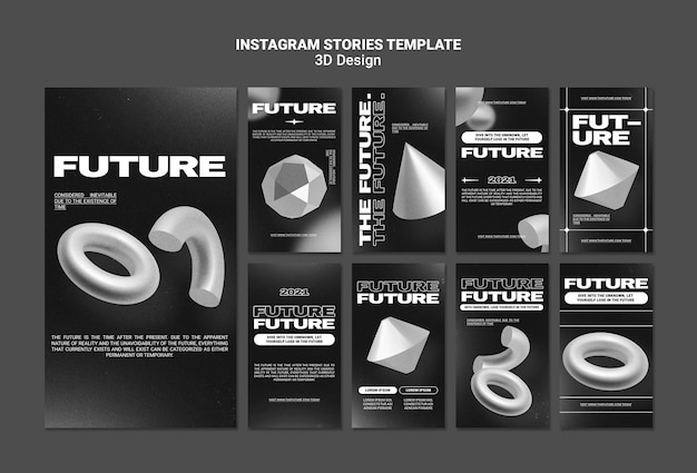 PSD 3d design instagram stories