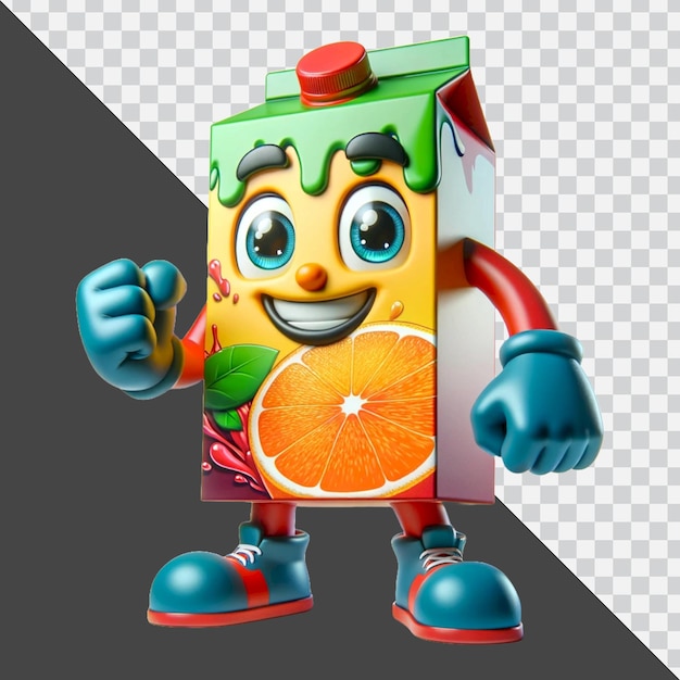 PSD 3d design mascot character juice box