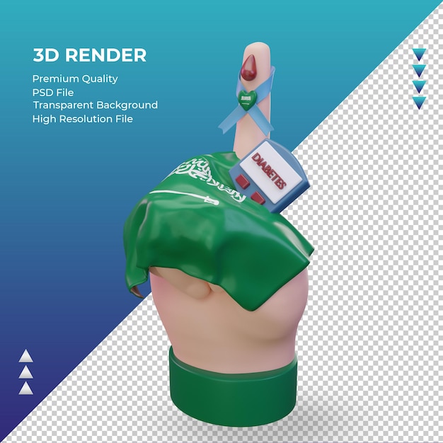 3d Diabetes day Saudi Arabia rendering right view