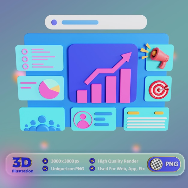 3d digital marketing illustration png