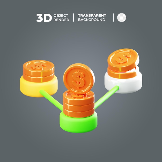 3D Digital Money Flow Icon