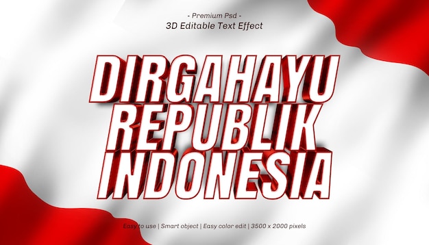 3D Dirgahayu Republik Indonesia Editable Text Effect