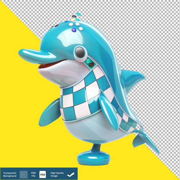 PSD 3d disco dolphin dancer cartoon icon transparent background png psd