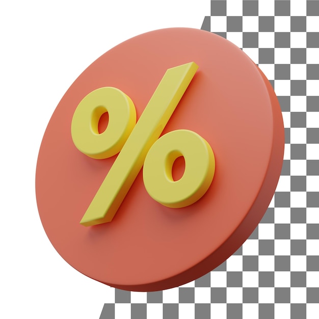 3D discount icon with red and yellow color