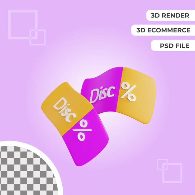 3D Discount Label icon illustration isolated rendering