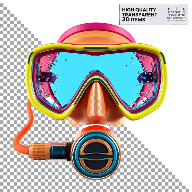 PSD 3d diving mask icon a colorful 3d diving mask icon on transparent background