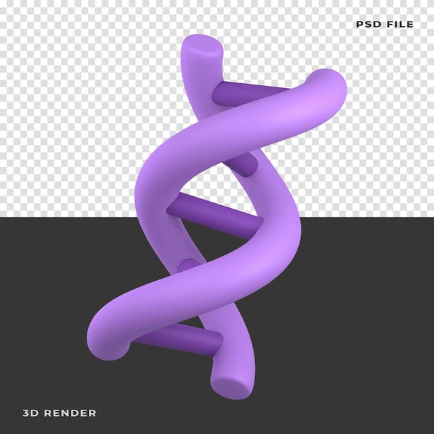 3D DNA Rendered on transparent background