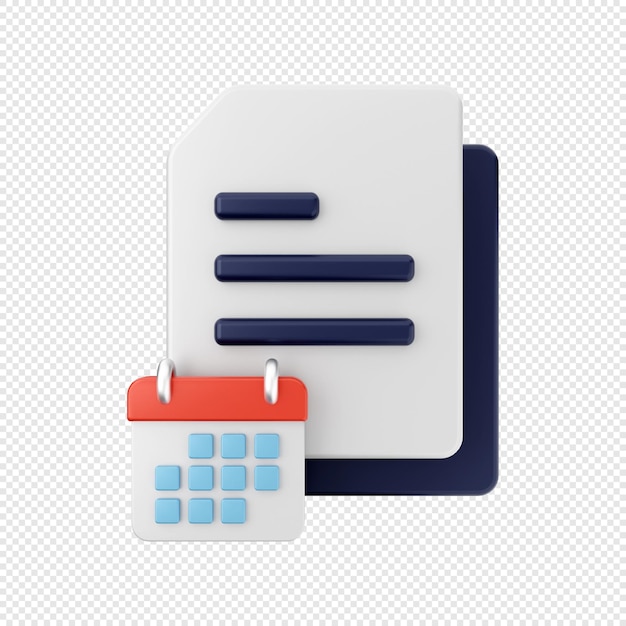 3D Document And File calendar date schedule